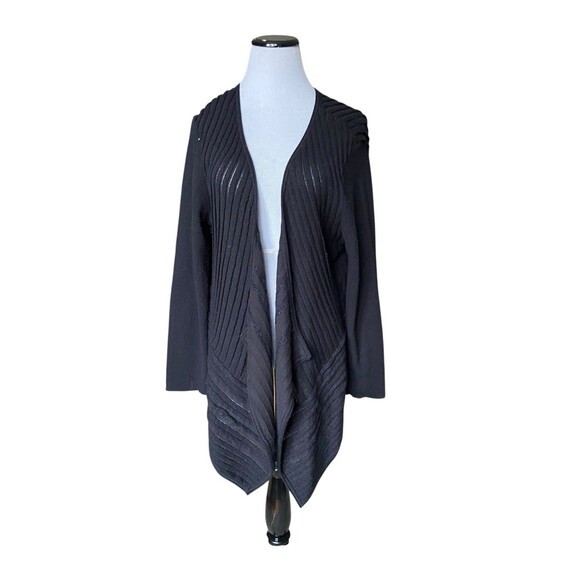 Eileen Fisher Open Front Italian Yarn Cardigan Size 2X Black Minimalist Luxury - Picture 1 of 9